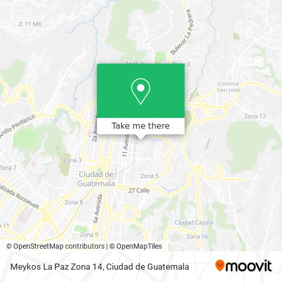 Mapa de Meykos La Paz Zona 14