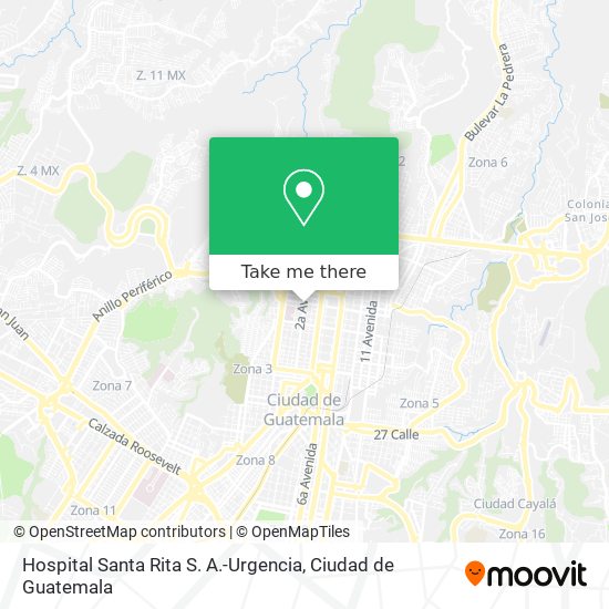 Mapa de Hospital Santa Rita S. A.-Urgencia