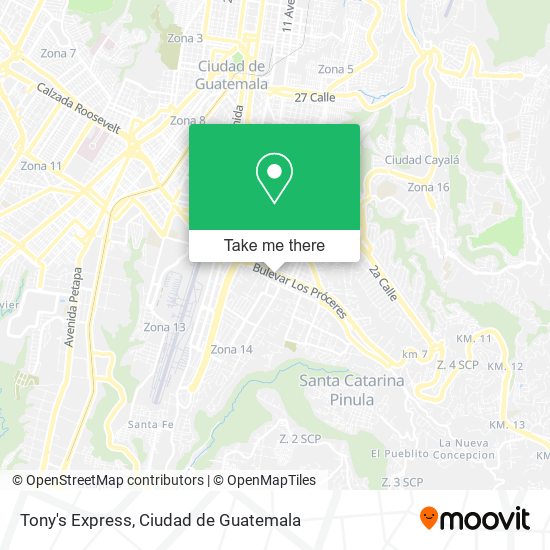 Mapa de Tony's Express