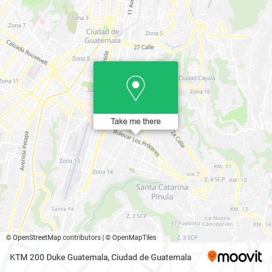 Mapa de KTM 200 Duke Guatemala