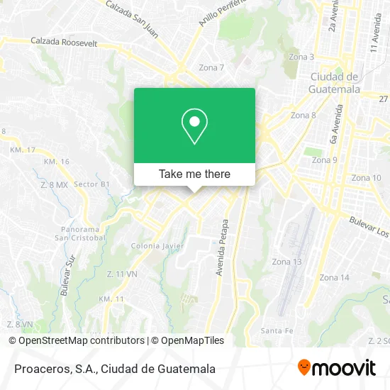 Proaceros, S.A. map