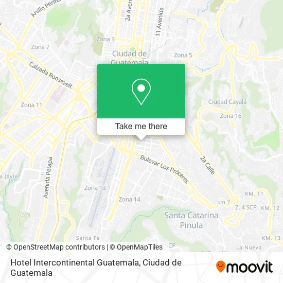 Hotel Intercontinental Guatemala map