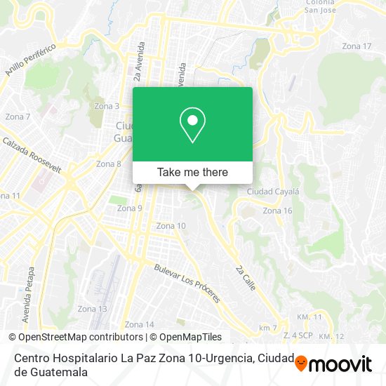 Centro Hospitalario La Paz Zona 10-Urgencia map