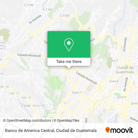 Mapa de Banco de America Central