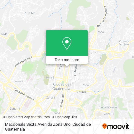 Mapa de Macdonals Sexta Avenida Zona Uno