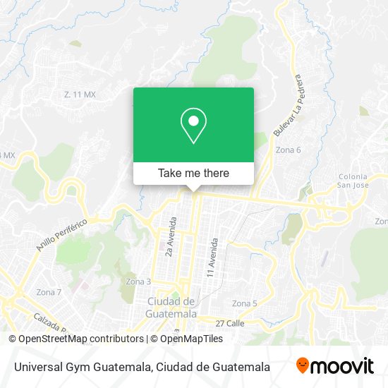 Mapa de Universal Gym Guatemala