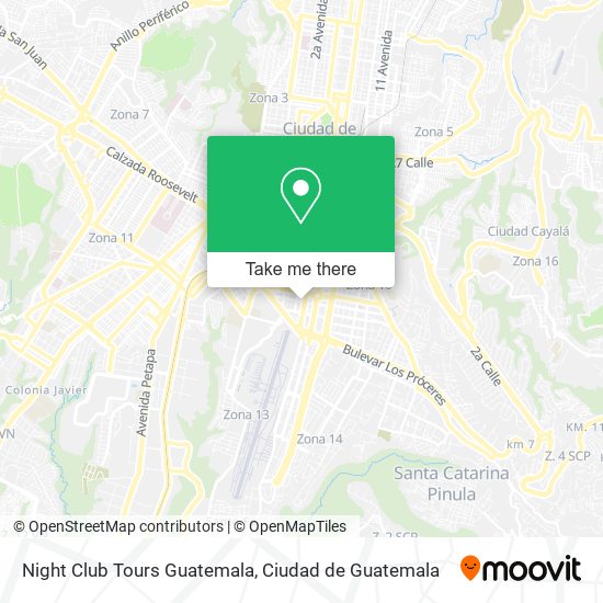 Night Club Tours Guatemala map