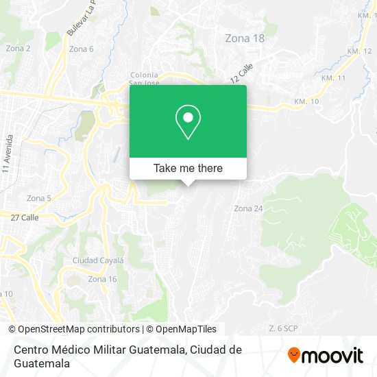 Mapa de Centro Médico Militar Guatemala