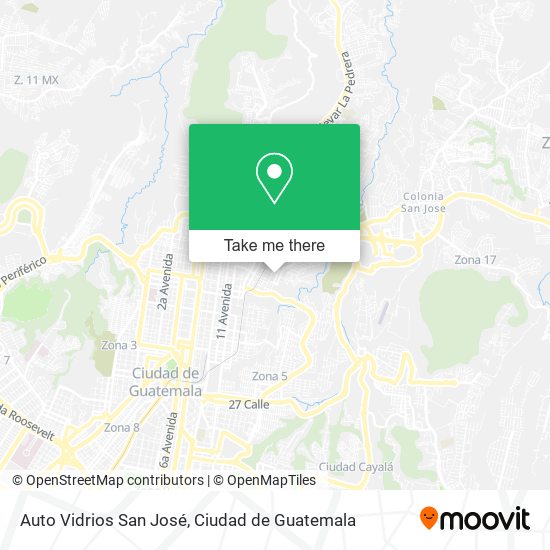 Auto Vidrios San José map