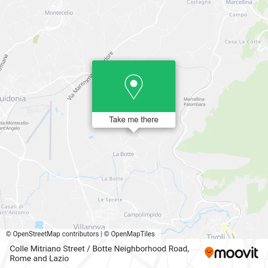 Colle Mitriano Street / Botte Neighborhood Road map