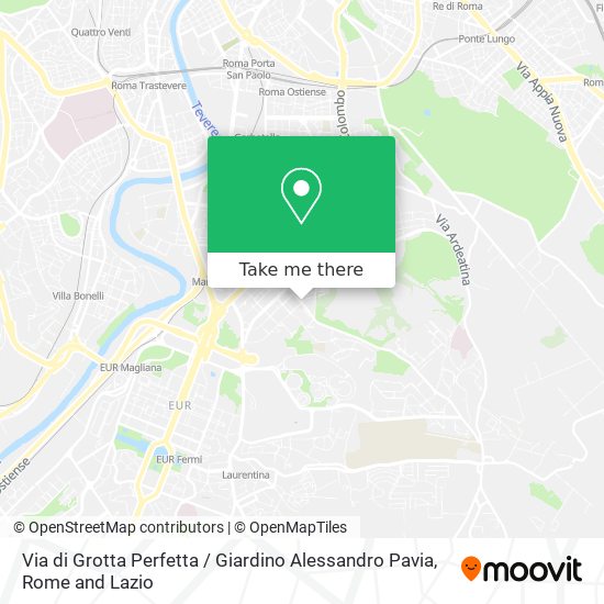 Via di Grotta Perfetta / Giardino Alessandro Pavia map