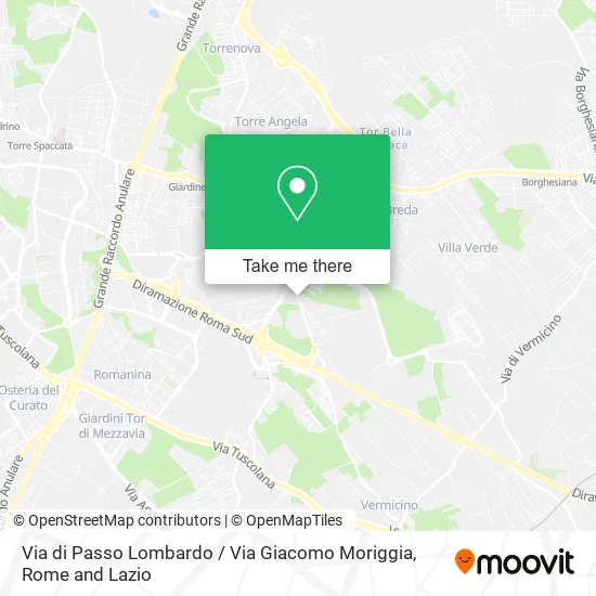 Via di Passo Lombardo / Via Giacomo Moriggia map