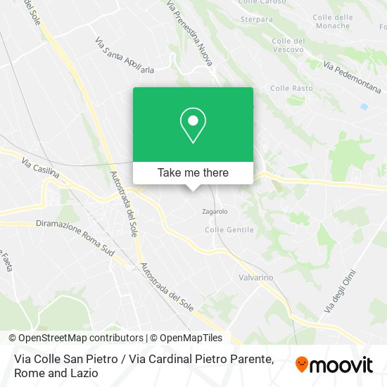 Via Colle San Pietro / Via Cardinal Pietro Parente map
