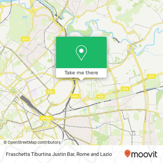 Fraschetta Tiburtina Justin Bar map