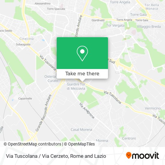 Via Tuscolana / Via Cerzeto map