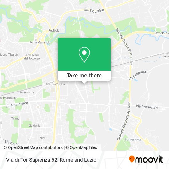 Via di Tor Sapienza  52 map