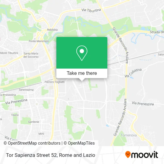 Tor Sapienza Street 52 map