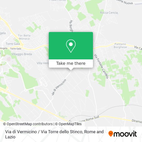 Via di Vermicino / Via Torre dello Stinco map