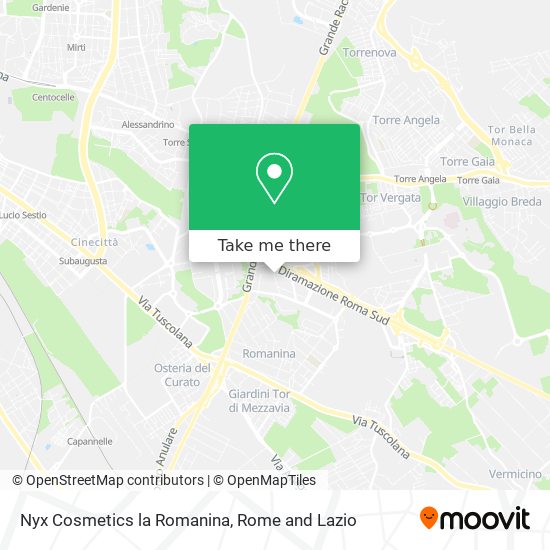 Nyx Cosmetics la Romanina map