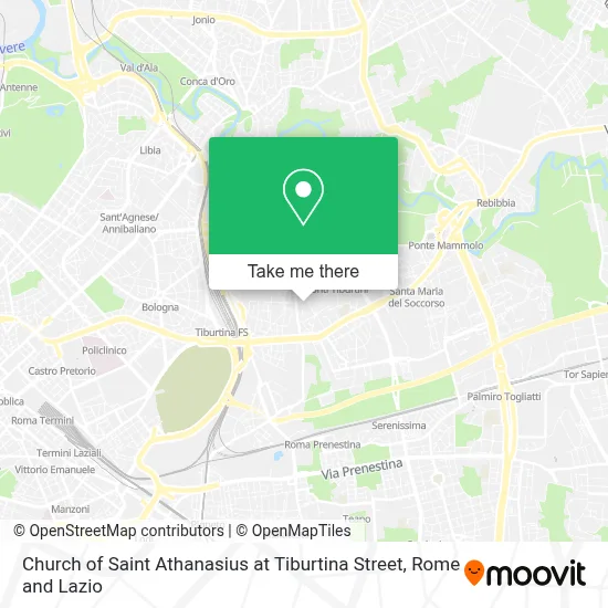 Church of Saint Athanasius at Tiburtina Street map