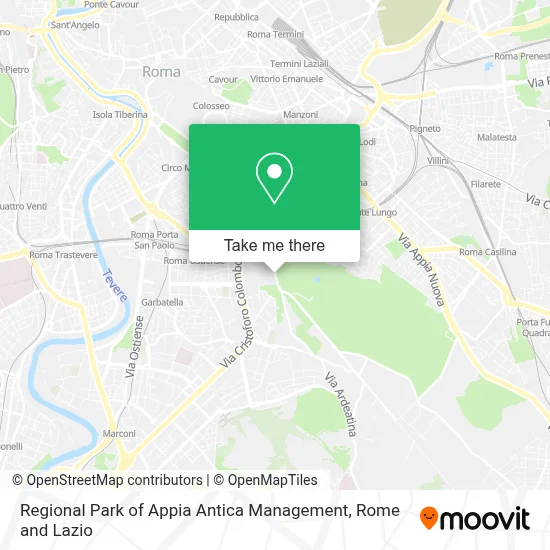 Regional Park of Appia Antica Management map