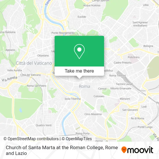 Church of Santa Marta at the Roman College map