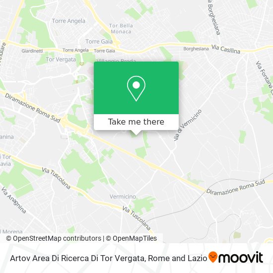 Artov Area Di Ricerca Di Tor Vergata map