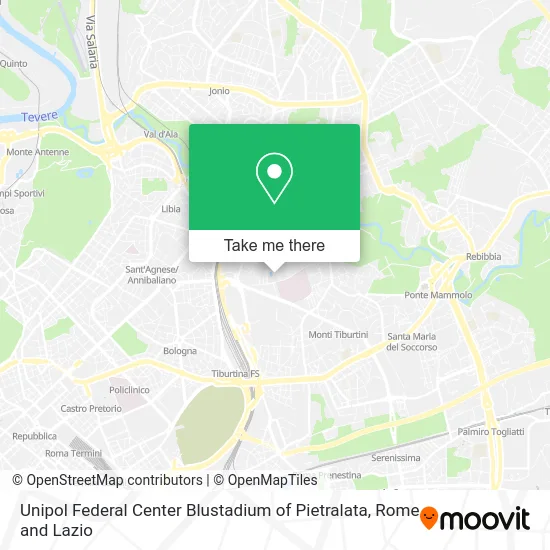 Unipol Federal Center Blustadium of Pietralata map