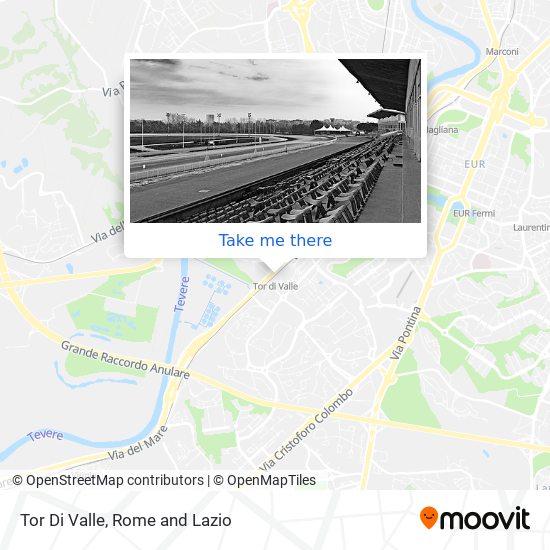How to get to Tor Di Valle in Roma by Bus, Train, Metro or Light Rail?