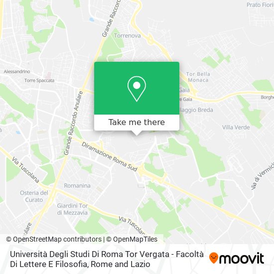 Università Degli Studi Di Roma Tor Vergata - Facoltà Di Lettere E Filosofia map