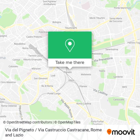 Via del Pigneto / Via Castruccio Castracane map