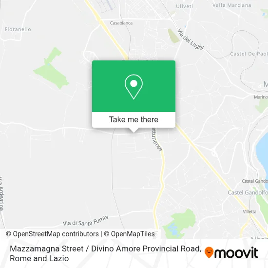 Mazzamagna Street / Divino Amore Provincial Road map