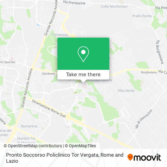Pronto Soccorso Policlinico Tor Vergata map