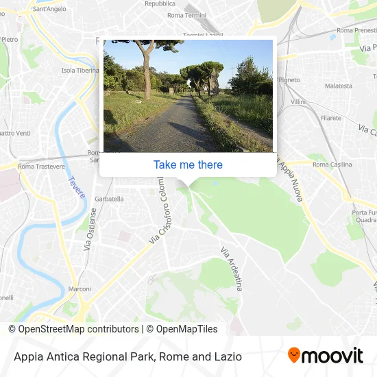 Appia Antica Regional Park map