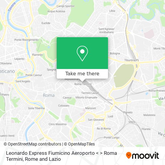 Leonardo Express Fiumicino Aeroporto < > Roma Termini map