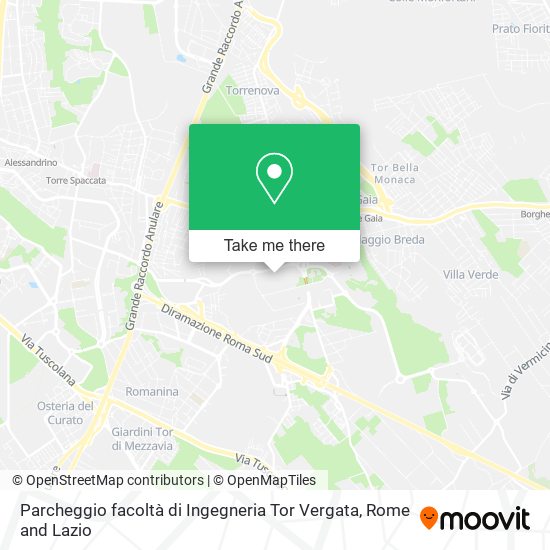 Parcheggio facoltà di Ingegneria Tor Vergata map