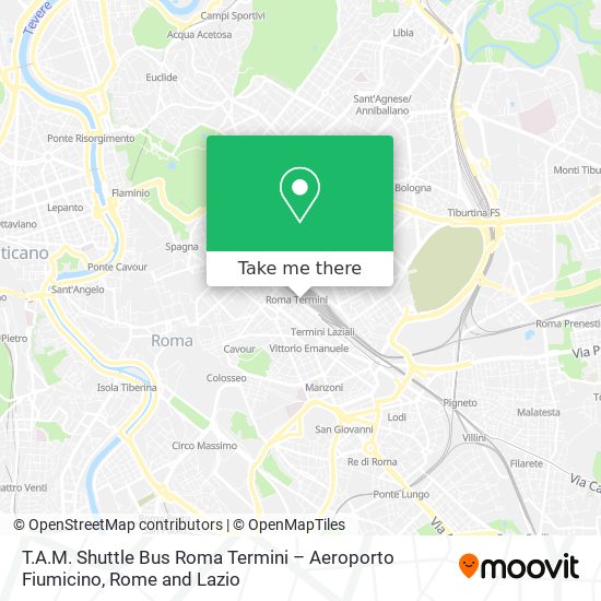 T.A.M. Shuttle Bus Roma Termini – Aeroporto Fiumicino map