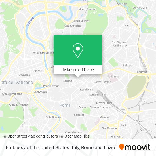 Embassy of the United States Italy map