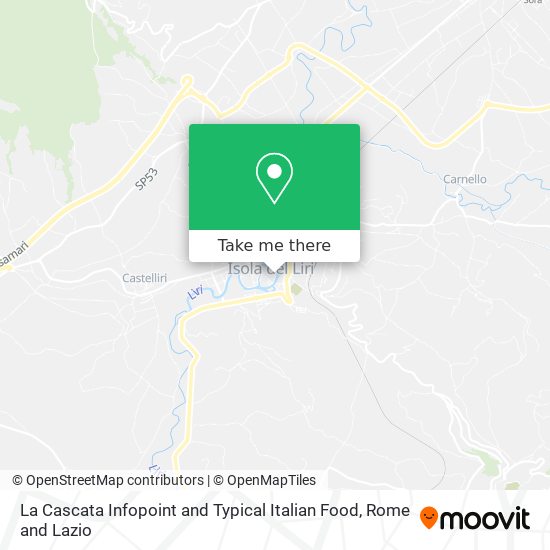 La Cascata Infopoint and Typical Italian Food map