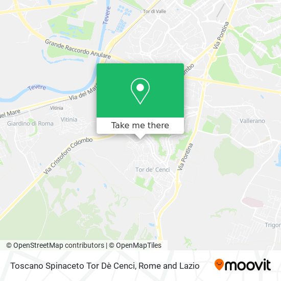 Toscano Spinaceto Tor Dè Cenci map