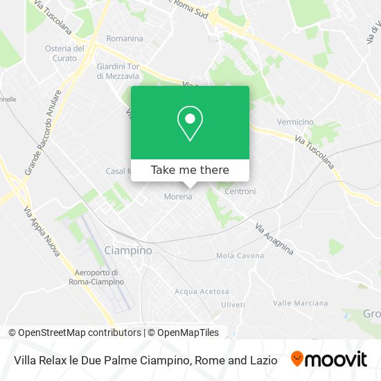 Villa Relax le Due Palme Ciampino map