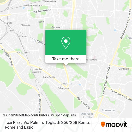 Taxi Pizza Via Palmiro Togliatti 256 / 258 Roma map