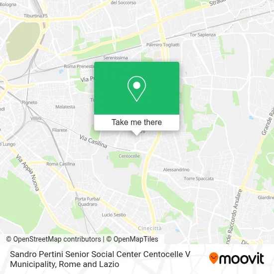 Sandro Pertini Senior Social Center Centocelle V Municipality map