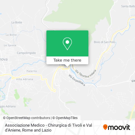 Associazione Medico - Chirurgica di Tivoli e Val d'Aniene map