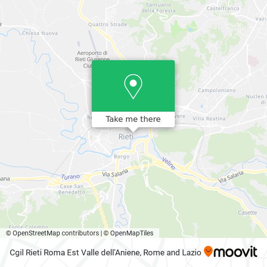Cgil Rieti Roma Est Valle dell'Aniene map