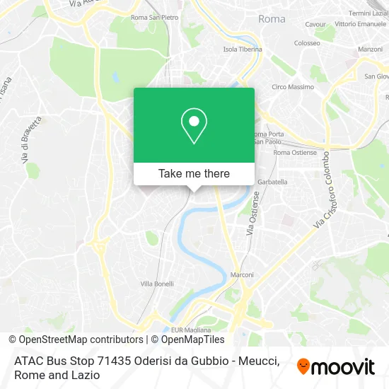 ATAC Bus Stop 71435 Oderisi da Gubbio - Meucci map