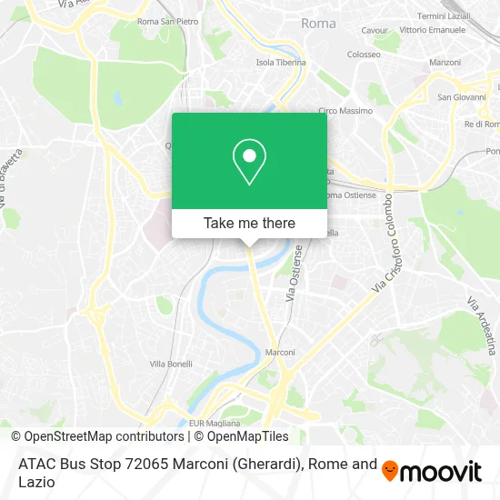 ATAC Bus Stop 72065 Marconi (Gherardi) map