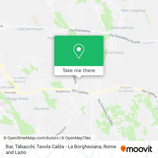 Bar, Tabacchi, Tavola Calda - La Borghesiana map
