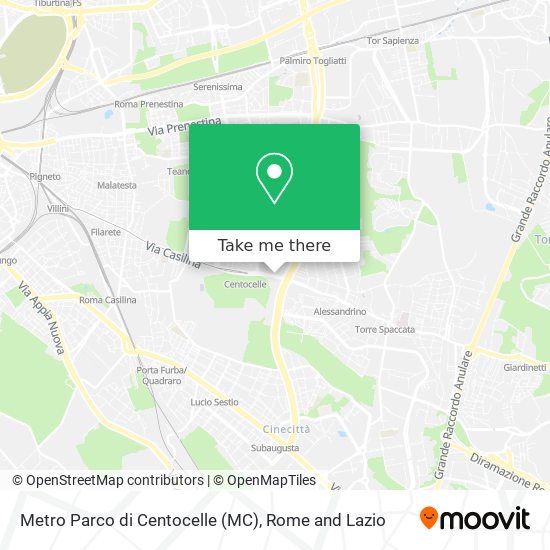 Metro Parco di Centocelle (MC) map