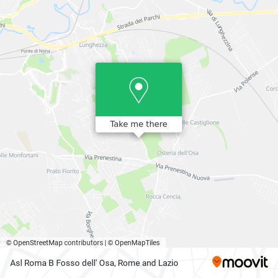Asl Roma B Fosso dell' Osa map